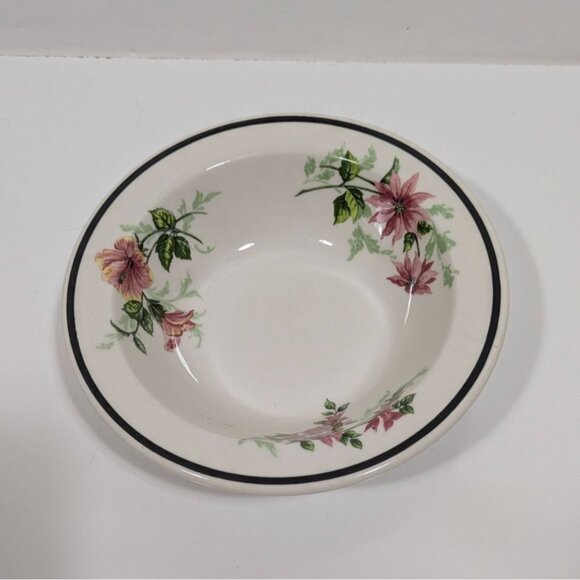 Syracuse China Floral Hibiscus Soup Bowl 6.5" White USA Ceramic Dishware Vintage - Picture 2 of 7
